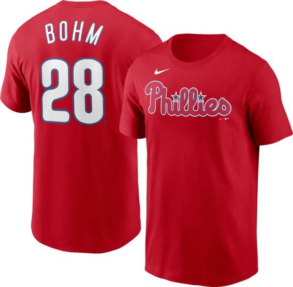 Nike Men's Philadelphia Phillies Alec Bohm #28 Red T-Shirt