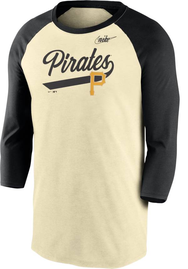 Nike Men's Pittsburgh Pirates Cream Cooperstown Raglan Three-Quarter Sleeve Shirt