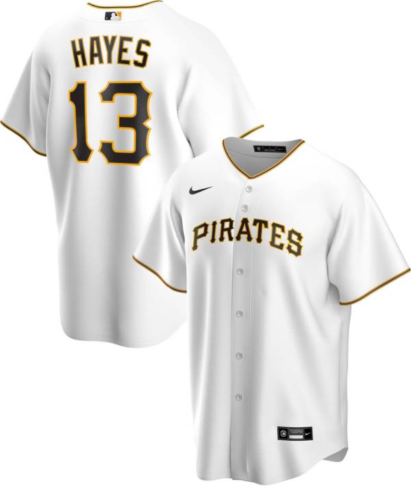 Nike Men's Replica Pittsburgh Pirates Ke'Bryan Hayes #13 Cool Base White Jersey