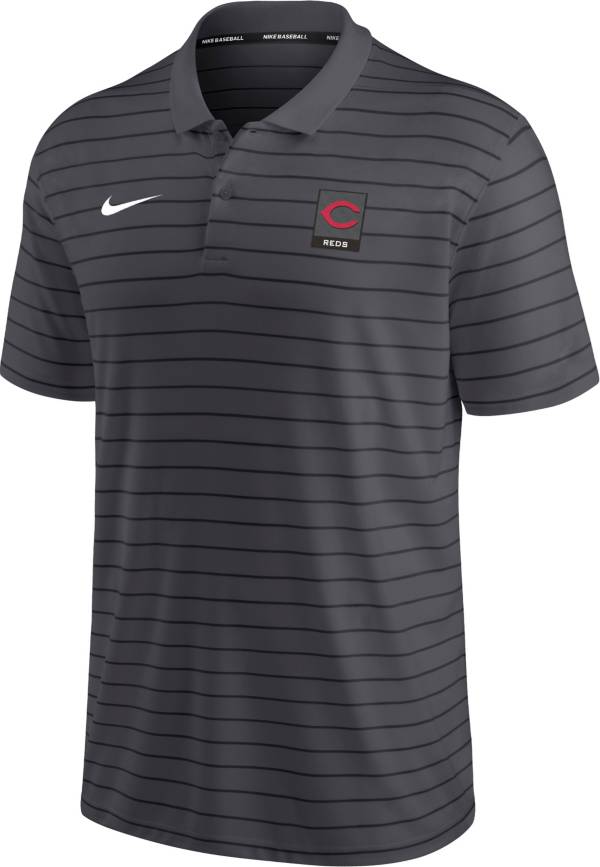 Nike Men's Cincinnati Reds Black Striped Polo
