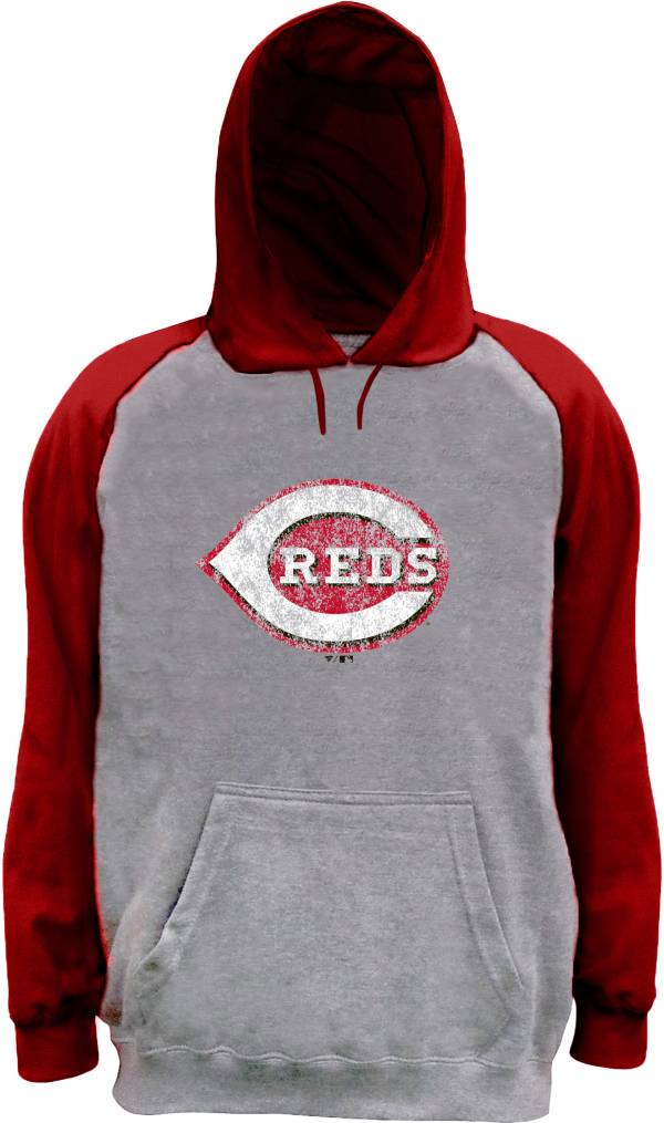 Nike Men's Big and Tall Cincinnati Reds Grey Raglan Sleeve Hoodie