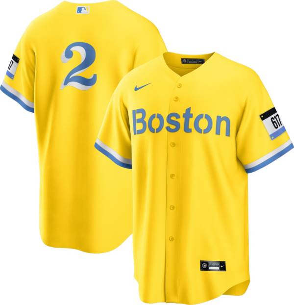 Nike Men's Boston Red Sox Xander Bogaerts #2 Gold 2021 City Connect Replica Jersey