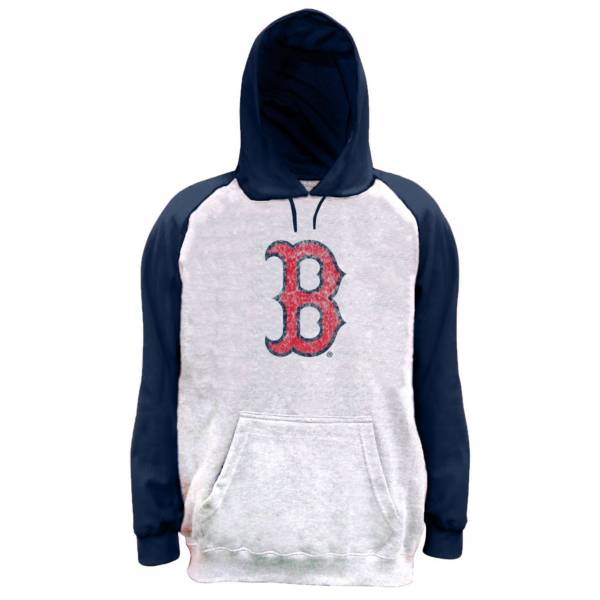 Nike Men's Big and Tall Boston Red Sox Grey Raglan Sleeve Hoodie