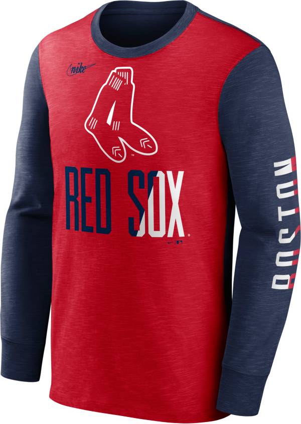 Nike Men's Boston Red Sox Navy Split Long Sleeve T-Shirt