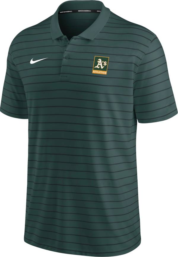 Nike Men's Oakland Athletics Green Striped Polo