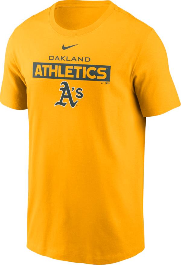 Nike Men's Oakland Athletics Yellow Cotton T-Shirt