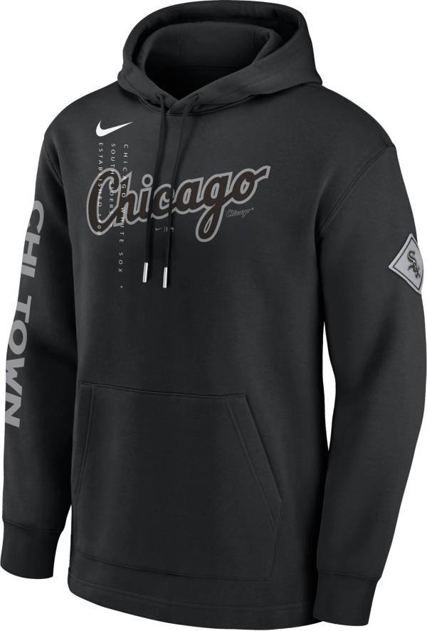 Nike Men's Chicago White Sox Black Reflection Fleece Pullover Hoodie