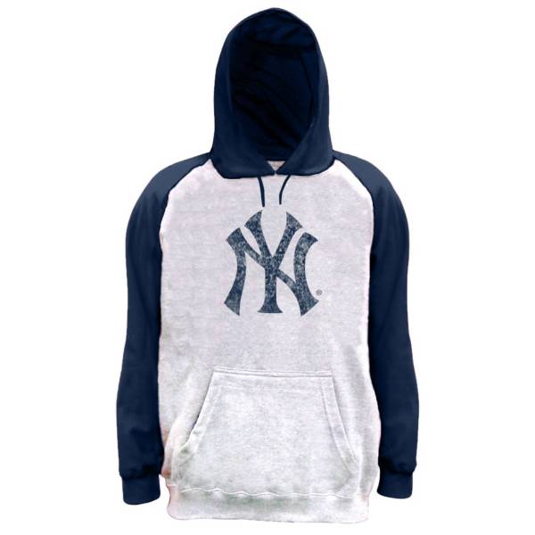 Nike Men's Big and Tall New York Yankees Grey Raglan Sleeve Hoodie product image