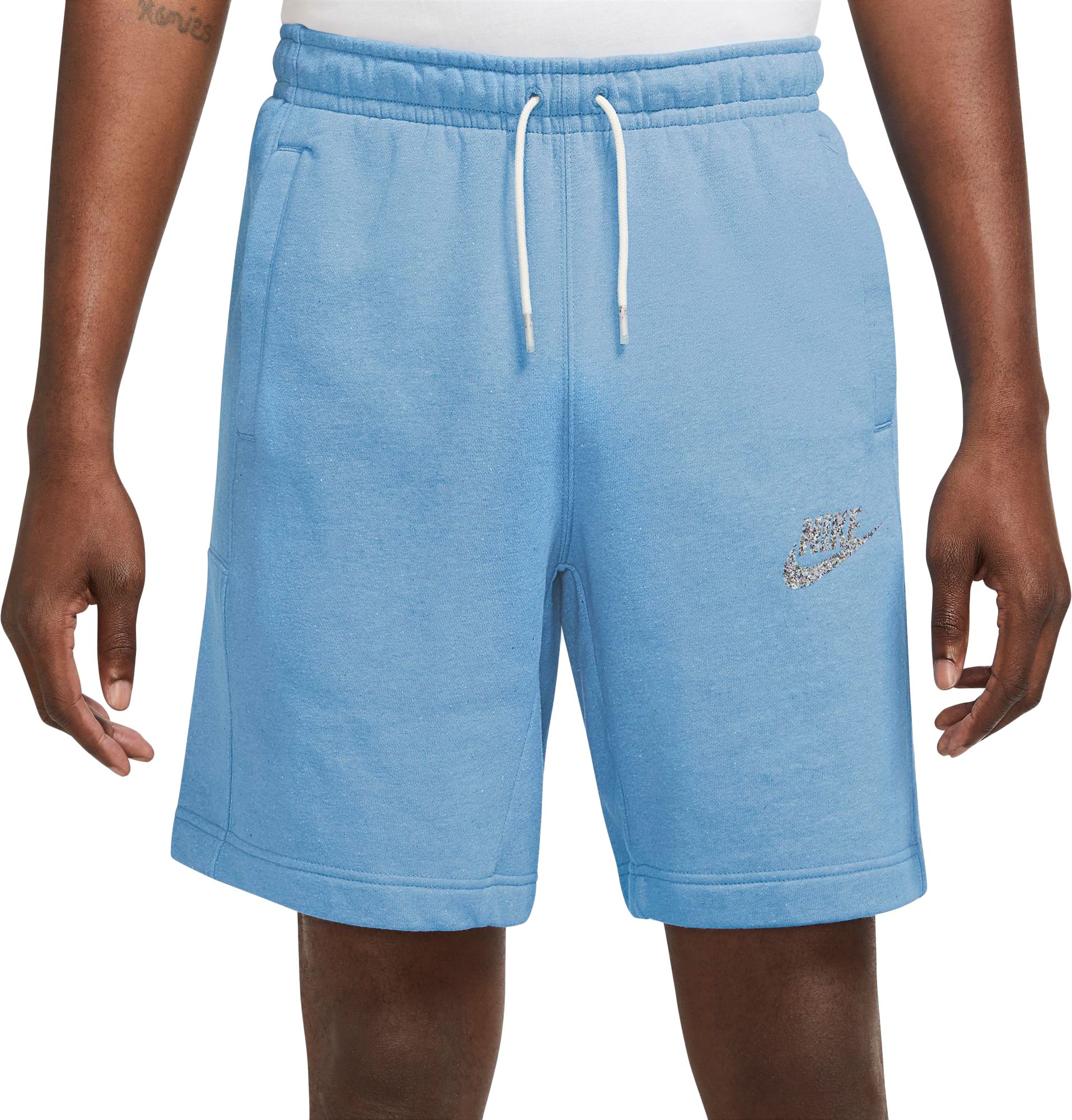 mens blue fleece shorts