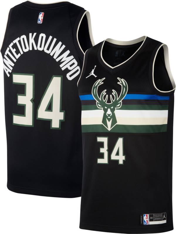 Jordan Men's Milwaukee Bucks Giannis Antetokounmpo #34 Black Dri-FIT Swingman Jersey