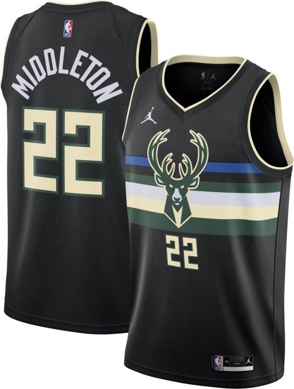 Jordan Men's Milwaukee Bucks Khris Middleton #22 Black Dri-FIT Swingman Jersey