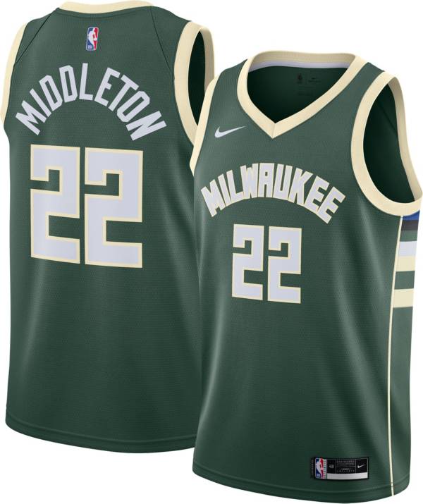 Nike Men's Milwaukee Bucks Khris Middleton #22 Green Dri-FIT Icon Edition Jersey
