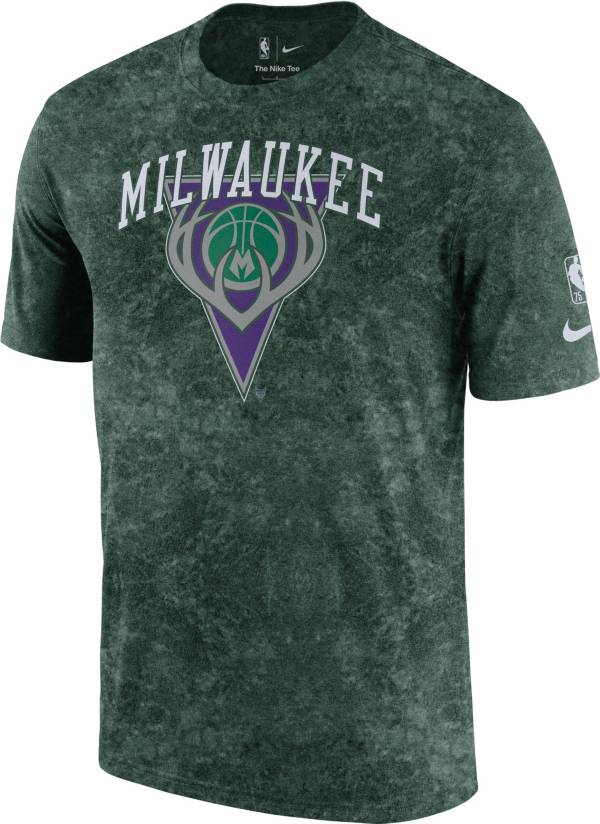 Nike Men's 2021-22 City Edition Milwaukee Bucks Green Washed T-Shirt