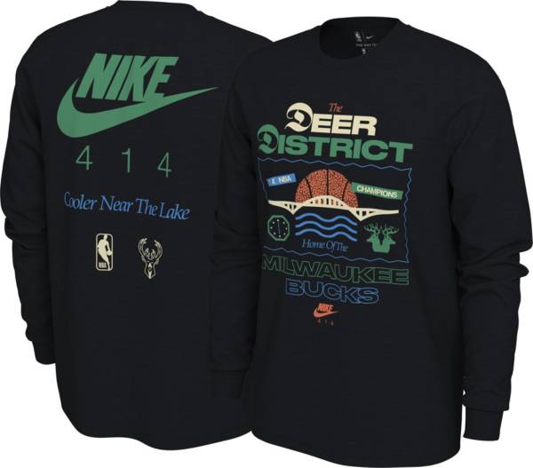 Nike Men's Milwaukee Bucks Black District Long Sleeve T-Shirt