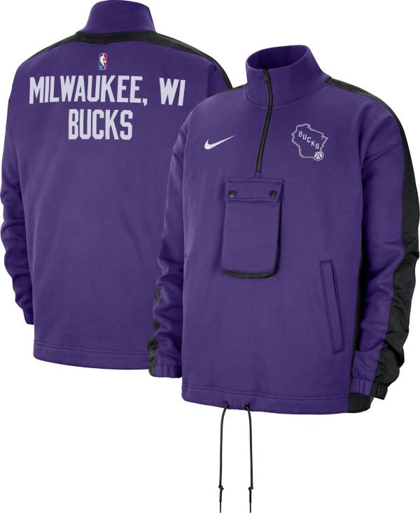 Nike Men's 2021-22 City Edition Milwaukee Bucks Purple Fleece ½ Zip