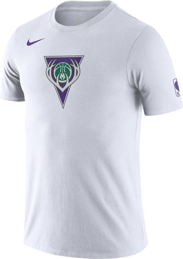 Nike Men's 2021-22 City Edition Milwaukee Bucks White Dri-Fit Logo T-Shirt product image