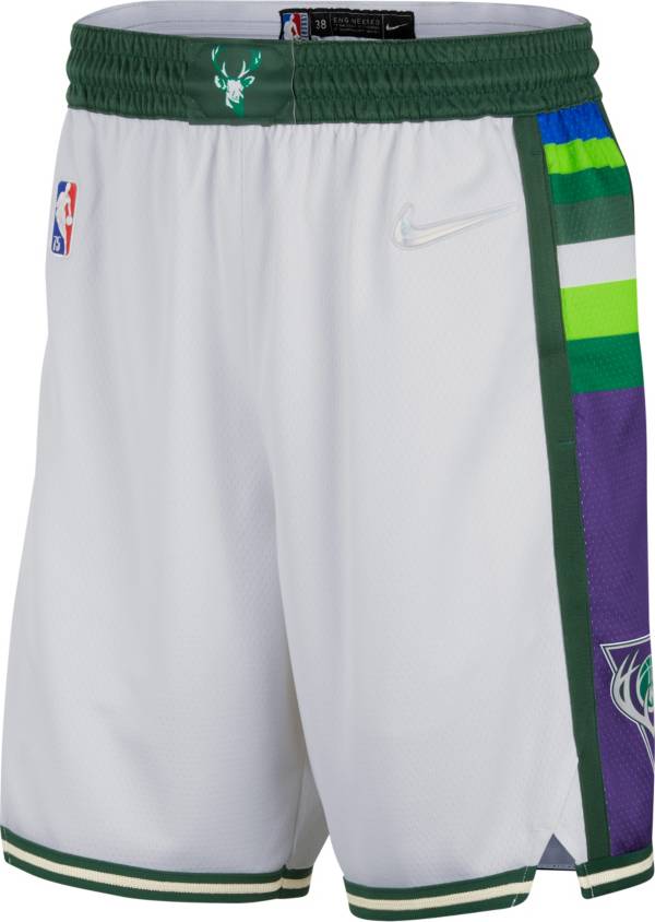 Nike Men's 2021-22 City Edition Milwaukee Bucks White Dri-Fit Swingman Shorts