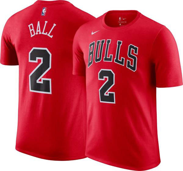 Nike Men's Chicago Bulls Lonzo Ball #2 Red Player T-Shirt