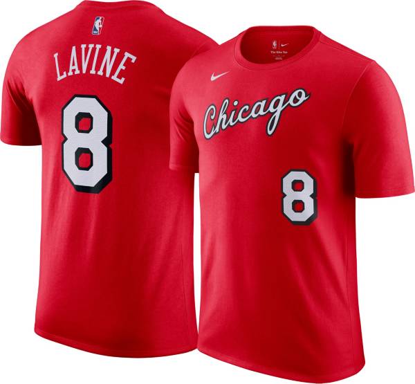 Nike Men's 2021-22 City Edition Chicago Bulls Zach LaVine #8 Red Cotton T-Shirt