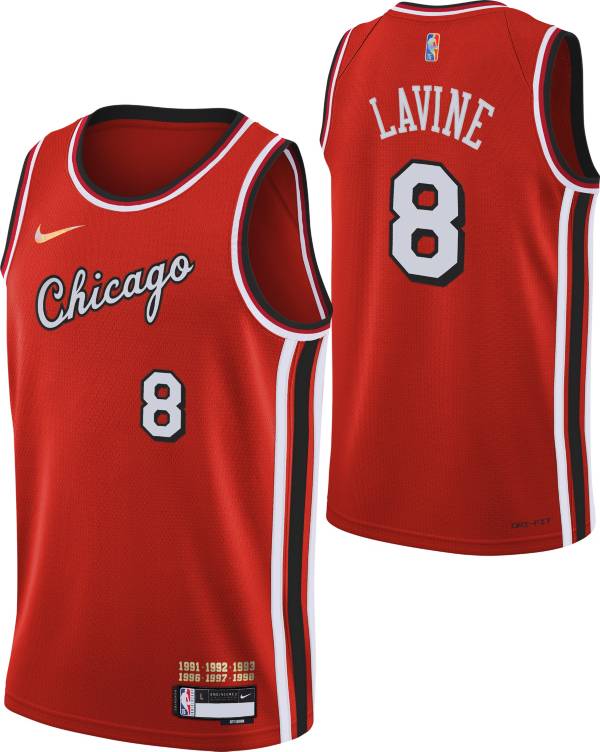 Nike Men's 2021-22 City Edition Chicago Bulls Zach LaVine #8 Red Dri-FIT Swingman Jersey