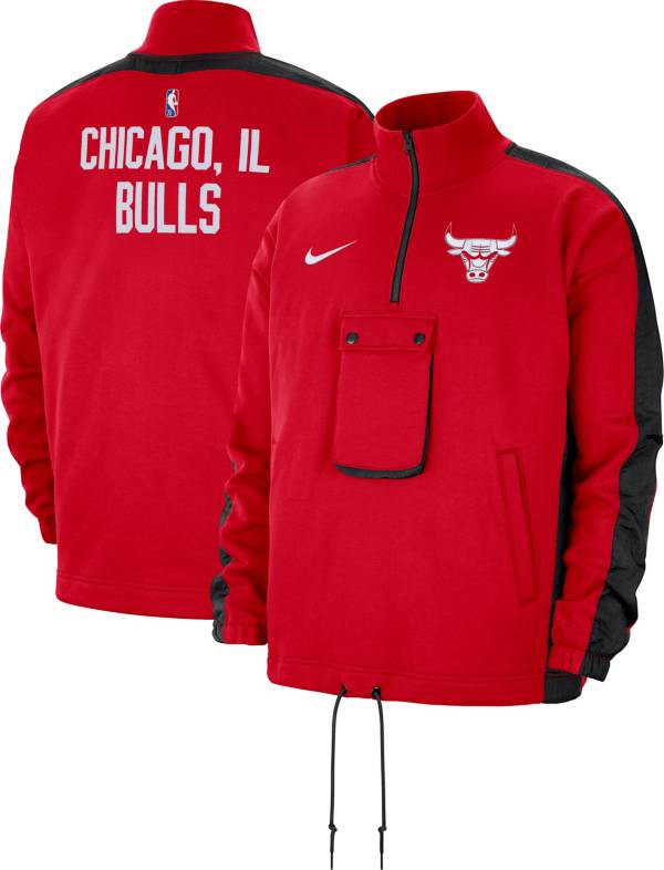 Nike Men's 2021-22 City Edition Chicago Bulls Red Fleece ½ Zip