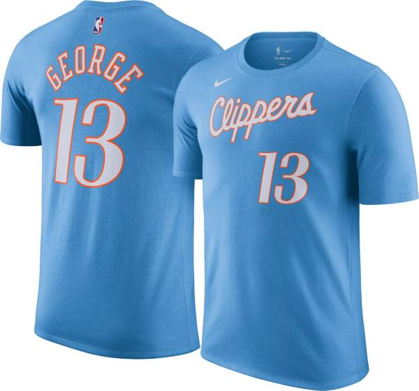 Nike Men's 2021-22 City Edition Los Angeles Clippers Paul George #13 Blue Cotton T-Shirt