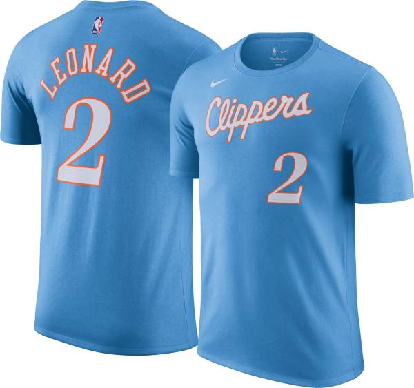 Nike Men's 2021-22 City Edition Los Angeles Clippers Kawhi Leonard #2 Blue Cotton T-Shirt