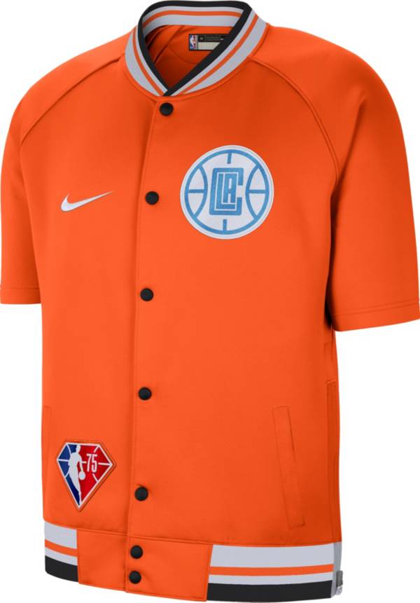 Nike Men's 2021-22 City Edition Los Angeles Clippers Orange Full Showtime Full Zip Short Sleeve Jacket