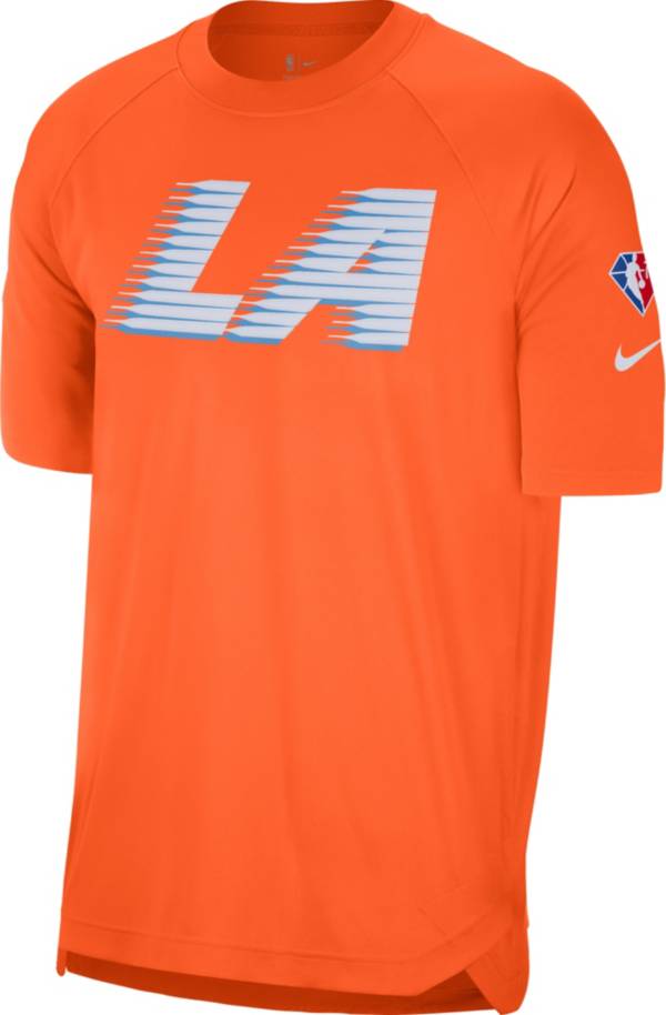 Nike Men's 2021-22 City Edition Los Angeles Clippers Orange Dri-Fit Pregame Shirt