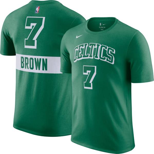 Nike Men's 2021-22 City Edition Boston Celtics Jaylen Brown #7 Green Cotton T-Shirt