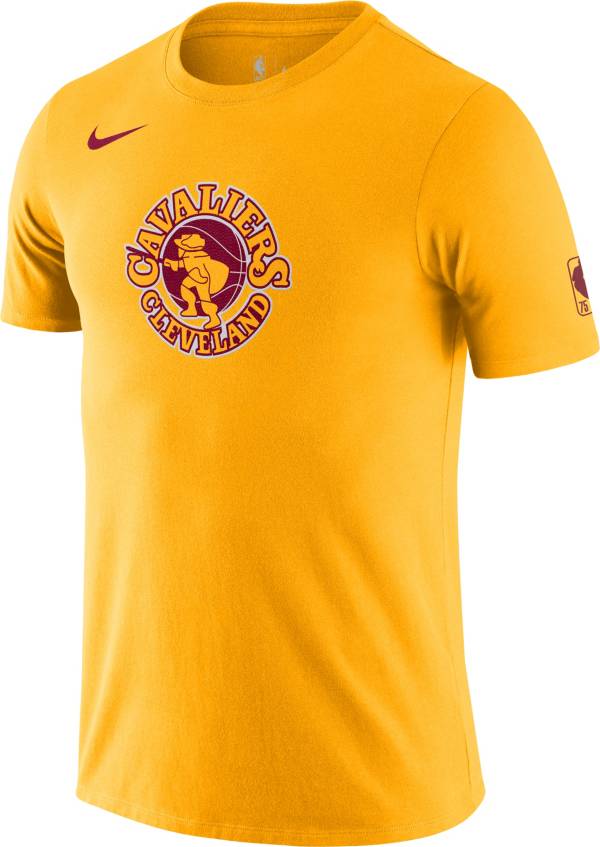 Nike Men's 2021-22 City Edition Cleveland Cavaliers Yellow Dri-Fit Logo T-Shirt
