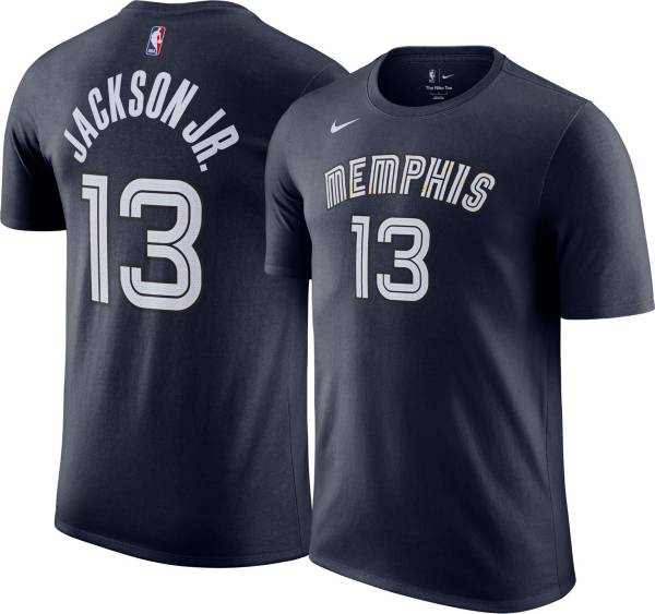 Nike Men's 2021-22 City Edition Memphis Grizzlies Jaren Jackson Jr #13 Blue Cotton T-Shirt