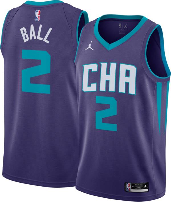 Jordan Men's Charlotte Hornets Lamelo Ball #2 Purple Dri-FIT Statement Edition Jersey