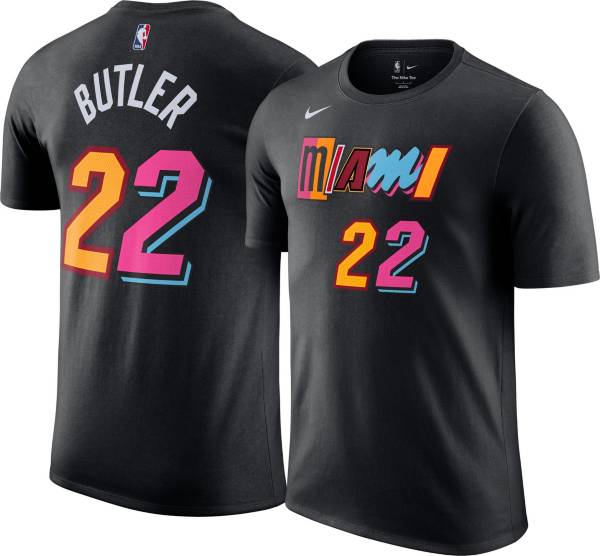 Nike Men's 2021-22 City Edition Miami Heat Jimmy Butler #22 Black Cotton T-Shirt