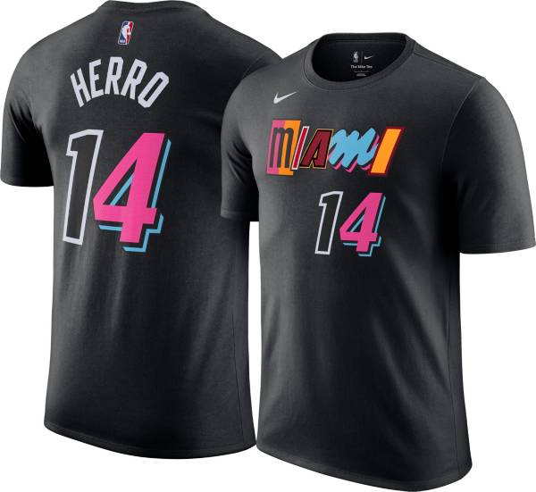 Nike Men's 2021-22 City Edition Miami Heat Tyler Herro #14 Black Cotton T-Shirt
