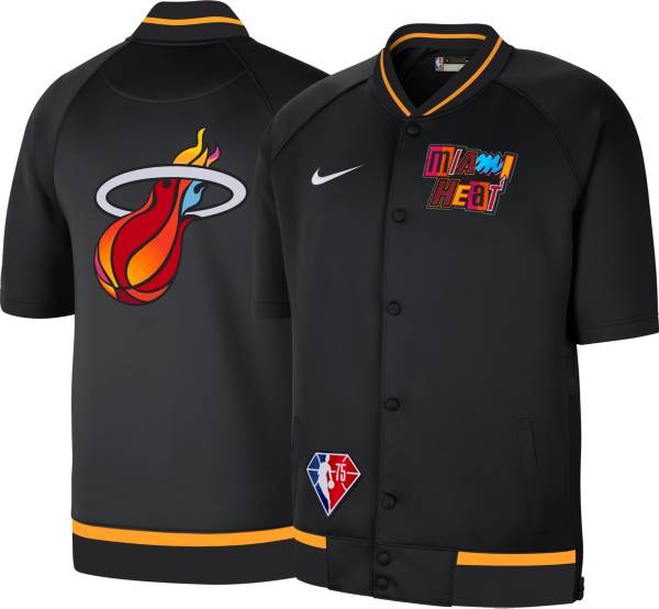 Nike Men's 2021-22 City Edition Miami Heat Black Full Showtime Full Zip Short Sleeve Jacket