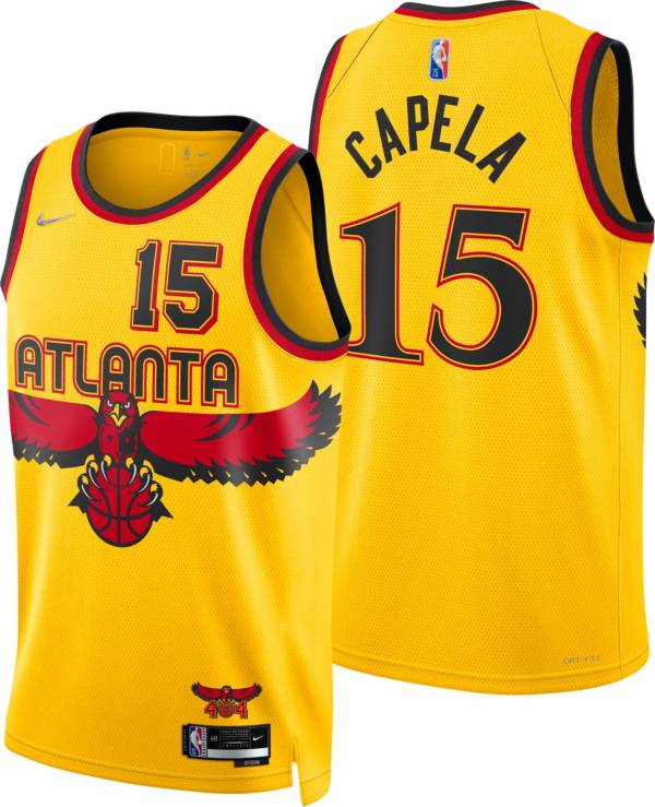 Nike Men's 2021-22 City Edition Atlanta Hawks Clint Capela #15 Yellow Swingman Jersey