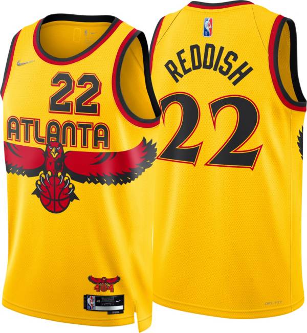 Nike Men's 2021-22 City Edition Atlanta Hawks Cam Reddish #22 Yellow Dri-FIT Swingman Jersey