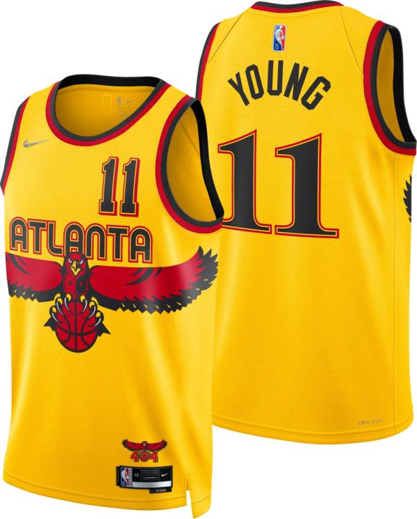 Nike Men's 2021-22 City Edition Atlanta Hawks Trae Young #11 Yellow Dri-FIT Swingman Jersey