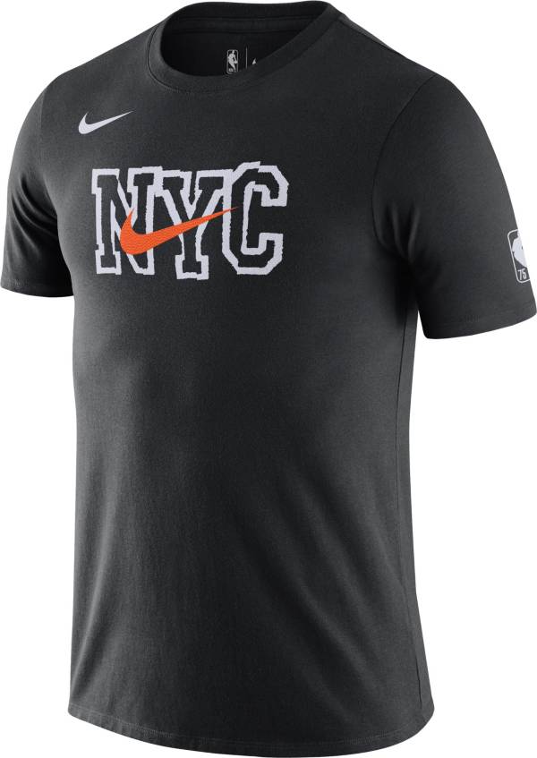 Nike Men's 2021-22 City Edition New York Knicks Black Dri-Fit Logo T-Shirt