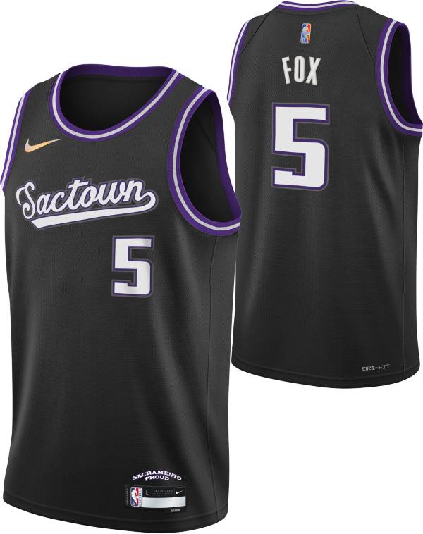 ويلان Men's Sacramento Kings 5 De'Aaron Fox Nike Black Replica Swingman Statement Edition Jersey ياقوت اصفر