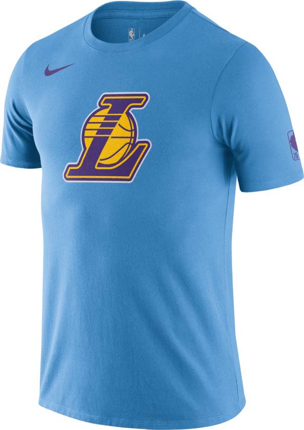 Nike Men's 2021-22 City Edition Los Angeles Lakers Blue Dri-Fit Logo T-Shirt
