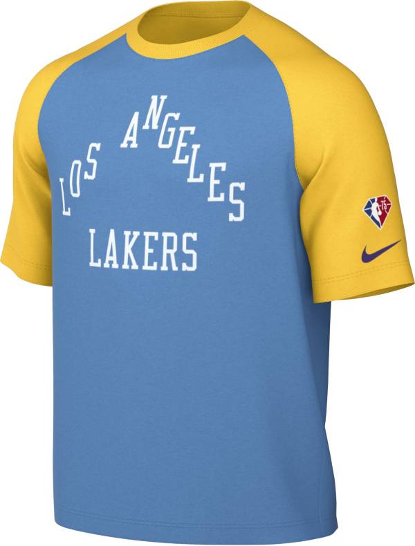 Nike Men's 2021-22 City Edition Los Angeles Lakers Blue Dri-Fit Pregame Shirt