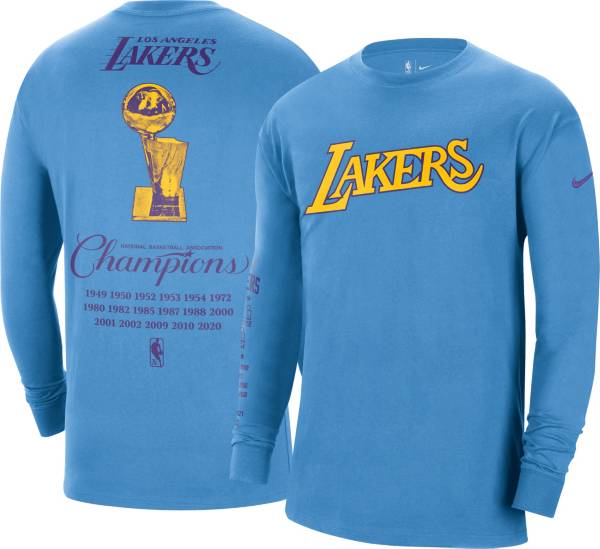 Nike Men's 2021-22 City Edition Los Angeles Lakers Blue Courtside Long Sleeve T-Shirt