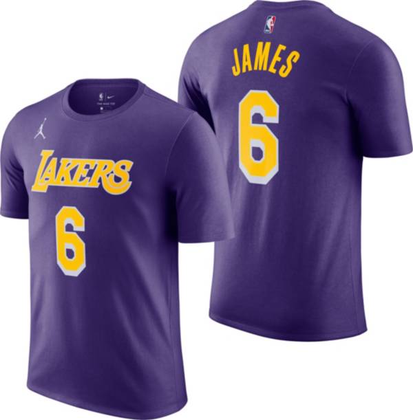 Jordan Men's Los Angeles Lakers LeBron James #6 Purple T-Shirt