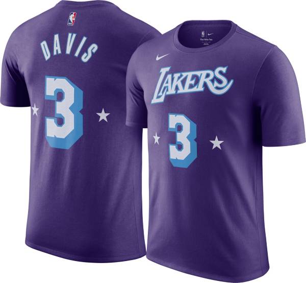 Nike Men's 2021-22 City Edition Los Angeles Lakers Anthony Davis #3 Purple Cotton T-Shirt
