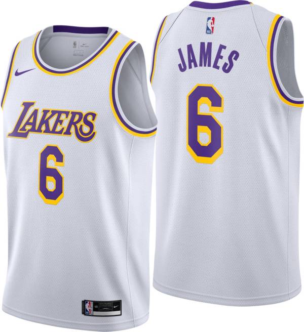 Nike Men's Los Angeles Lakers LeBron James #6 White Dri-FIT  Swingman Jersey product image