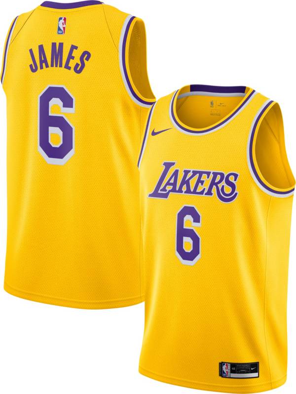 Nike Men's Los Angeles Lakers LeBron James #6 Yellow Dri-FIT Swingman Jersey product image
