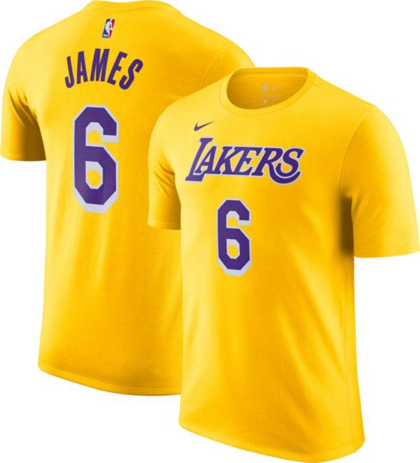 Nike Men's Los Angeles Lakers LeBron James #6 Yellow T-Shirt