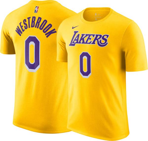 Nike Men's Los Angeles Lakers Russell Westbrook #0 Yellow Player T-Shirt product image